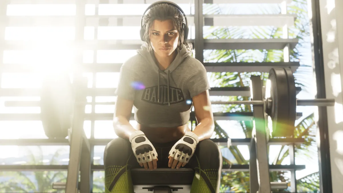 Lucia Caminos working out in an official Grand Theft Auto VI screenshot